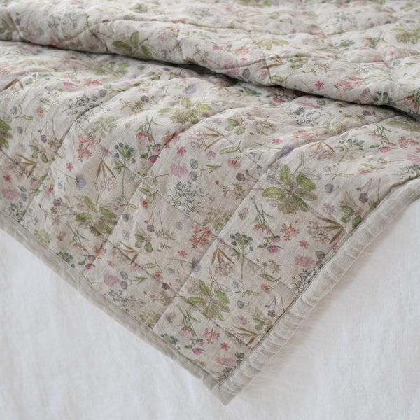 Linen Tales Botany 2 & Melange Linen Quilted Blanket
