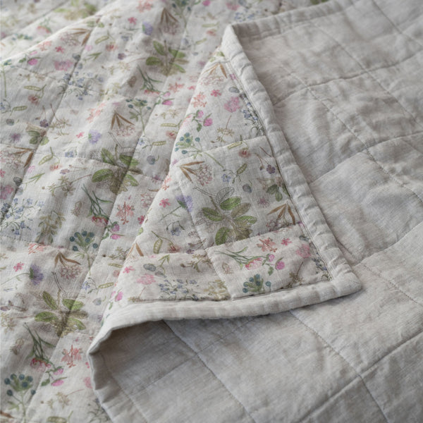 Linen Tales Botany 2 & Melange Linen Quilted Blanket