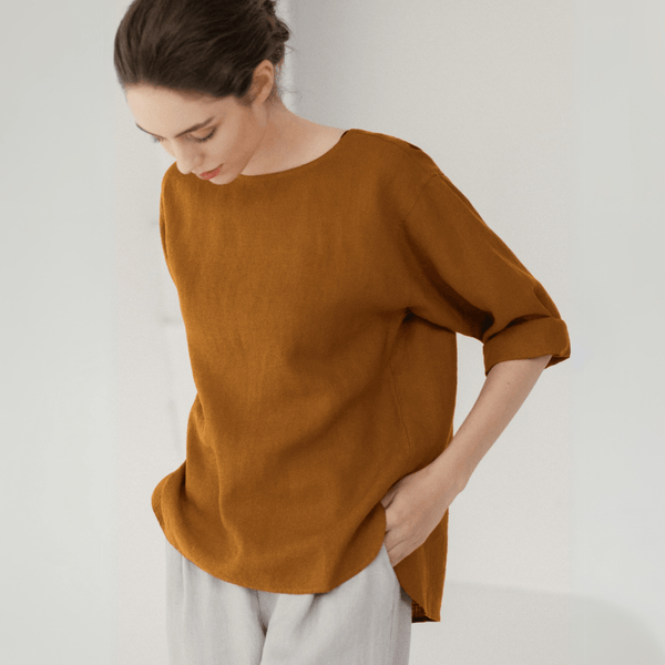 linen tales Bronze Linen Bilberry Top