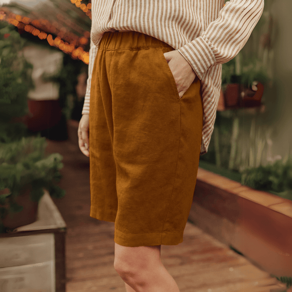 linen tales Bronze Linen Cumin Shorts
