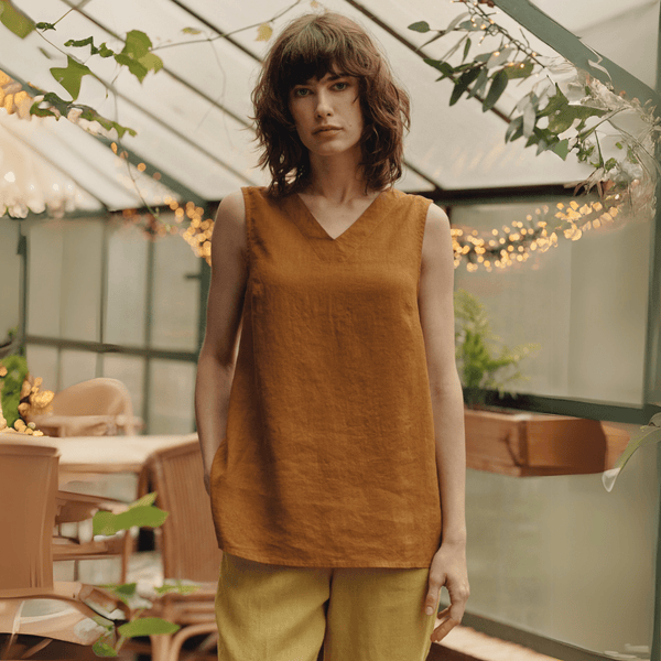 linen tales Bronze Linen Daffodil Top