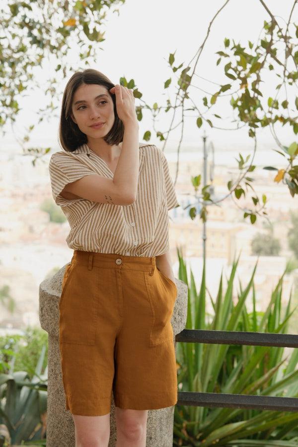Linen Tales Bronze Linen Etude Shorts
