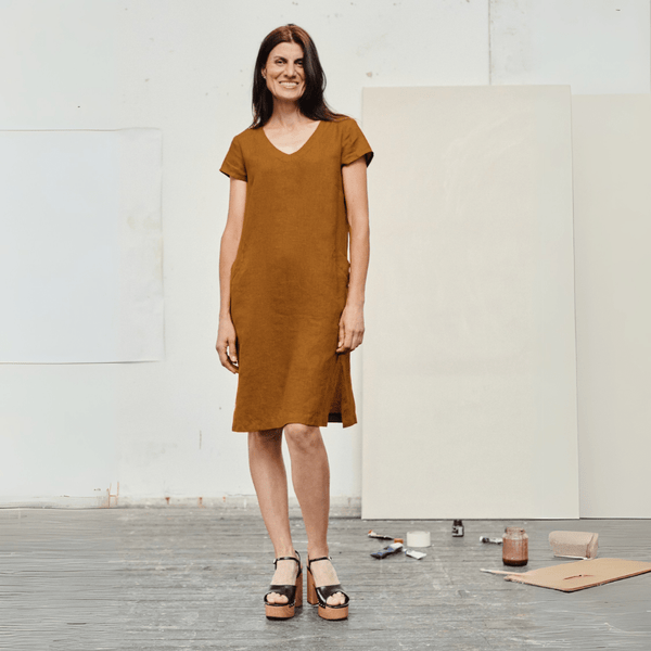 linen tales Bronze Linen Goldenrod Dress