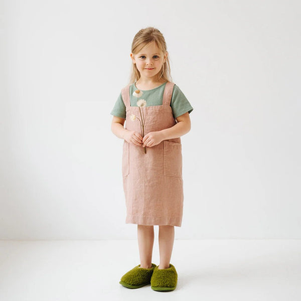 linen tales Cafe Creme Kids Linen Pinafore Apron