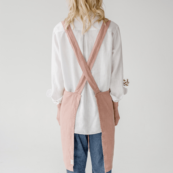 Linen Tales Cafe Creme Linen Crossback Apron