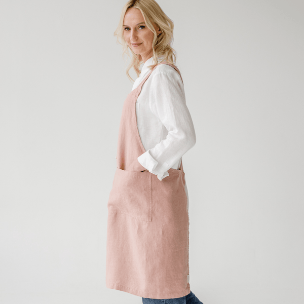 Linen Tales Cafe Creme Linen Crossback Apron