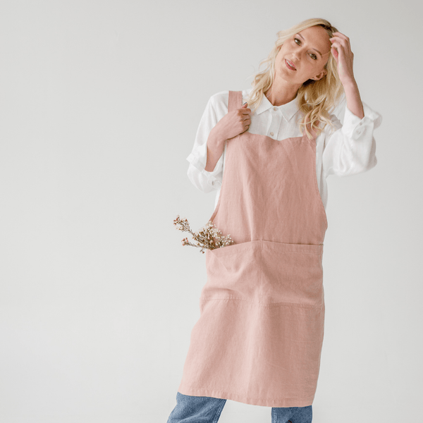 Linen Tales Cafe Creme Linen Crossback Apron