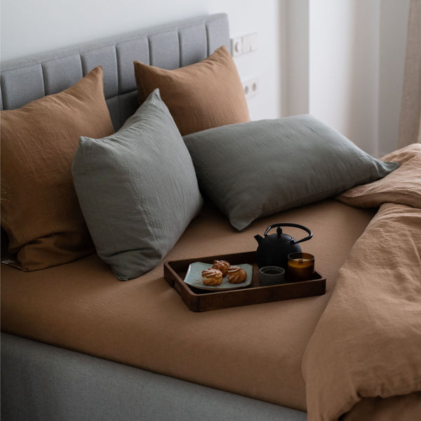 Linen Tales Camel Linen Fitted Sheet