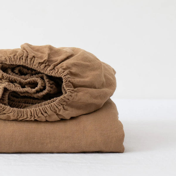 linen tales Camel Linen Fitted Sheet