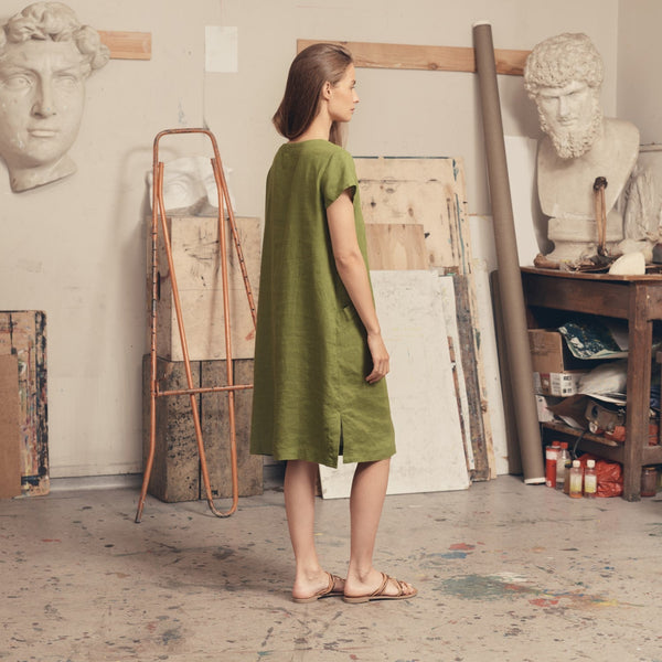 Linen Tales Cardamom Seed Linen Goldenrod Dress