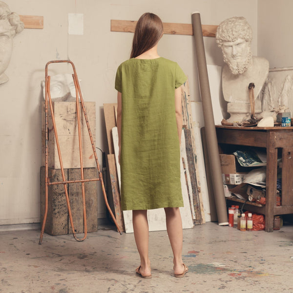 Linen Tales Cardamom Seed Linen Goldenrod Dress