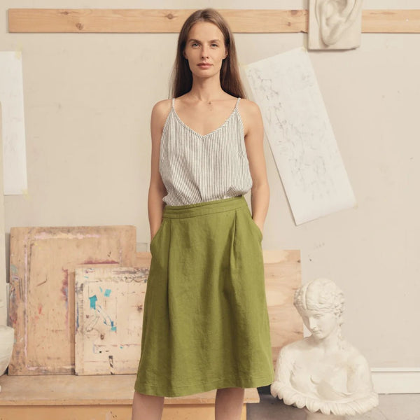 linen tales Cardamom Seed Linen Tulip Skirt