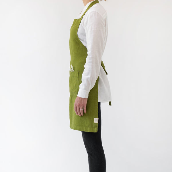 Linen Tales Christmas Green Linen Daily Apron