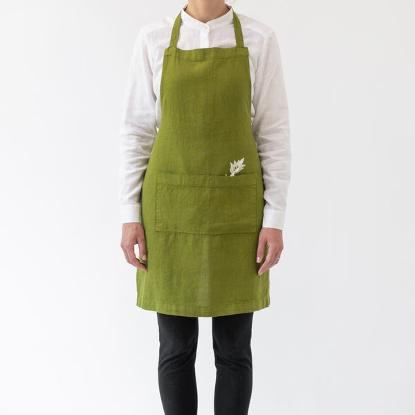 linen tales Christmas Green Linen Daily Apron
