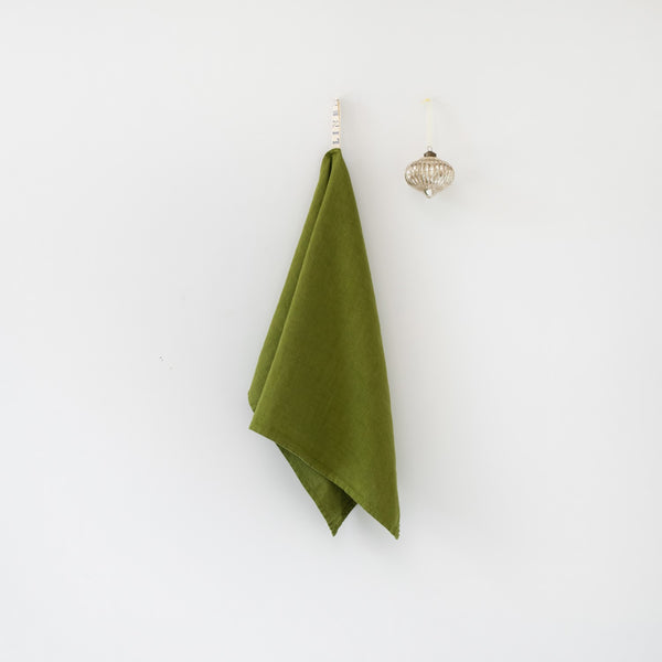 linen tales Christmas Green Linen Kitchen Towel
