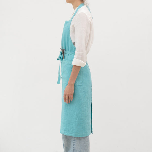 Linen Tales Coastal Blue Linen Chef Apron