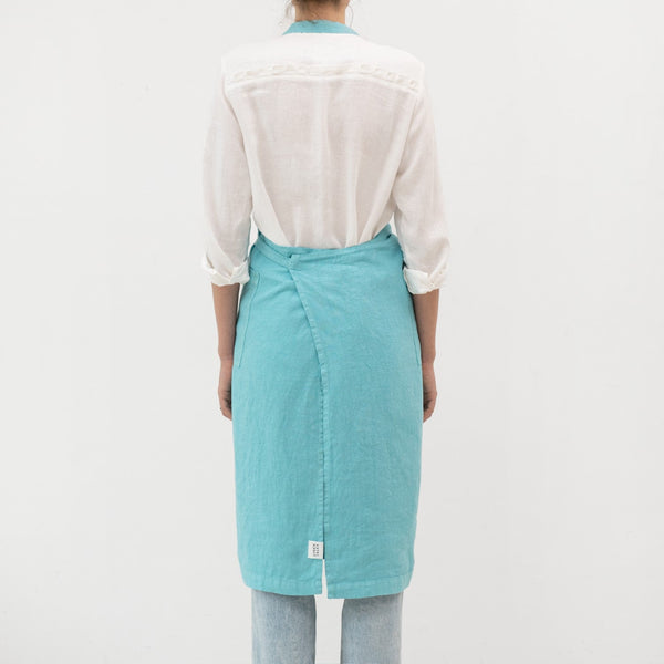 Linen Tales Coastal Blue Linen Chef Apron