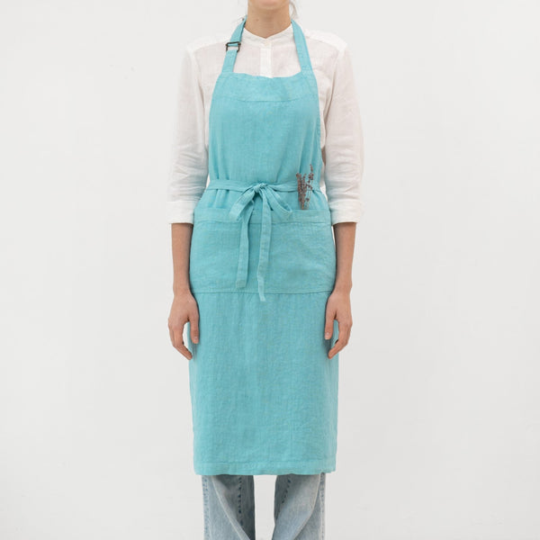 Linen Tales Coastal Blue Linen Chef Apron