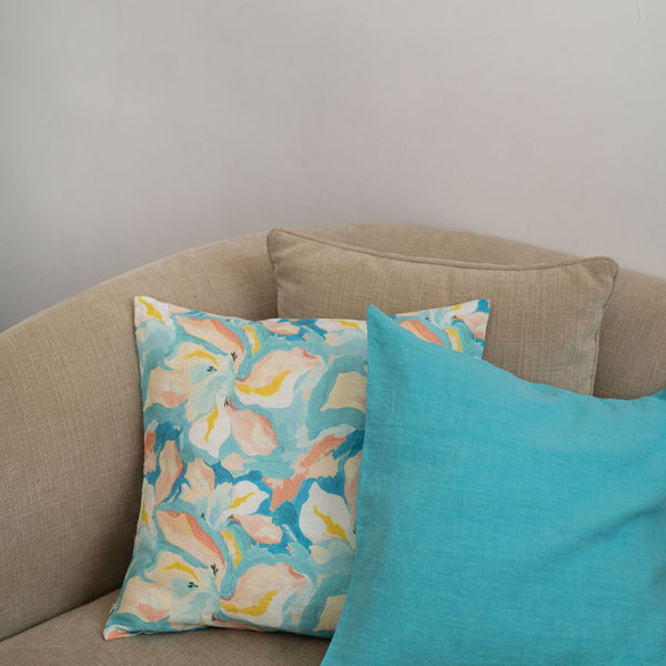 Linen Tales Coastal Blue Linen Cushion Cover