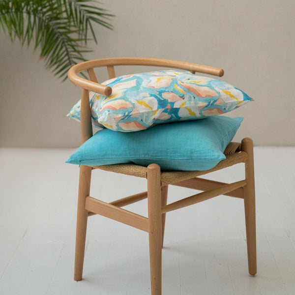 Linen Tales Coastal Blue Linen Cushion Cover
