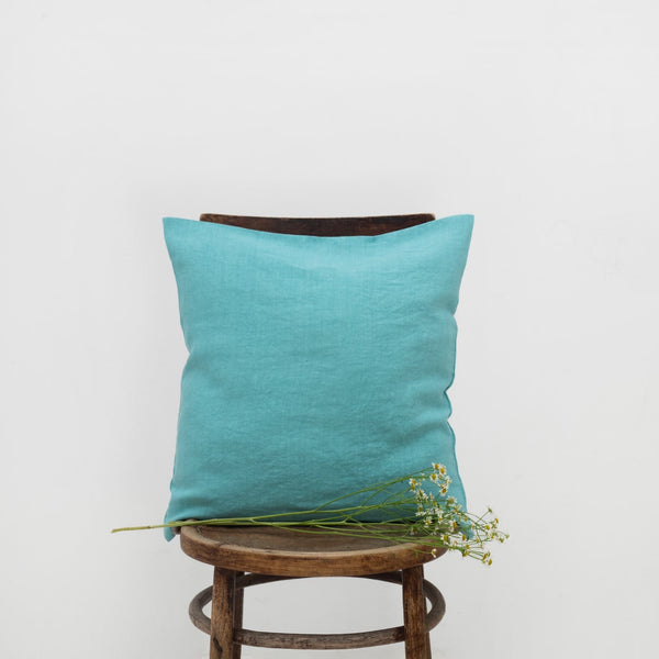 linen tales Coastal Blue Linen Cushion Cover