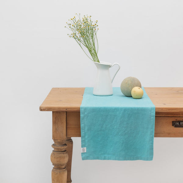 linen tales Coastal Blue Linen Table Runner