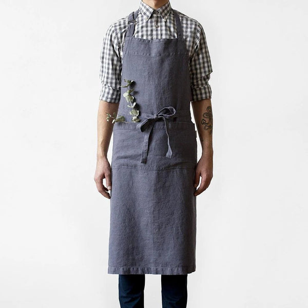 linen tales Dark Grey Linen Chef Apron