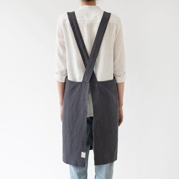 Linen Tales Dark Grey Linen Crossback Apron