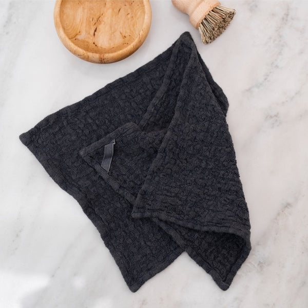 Linen Tales Dark Grey Linen Dishcloth Set Of 2