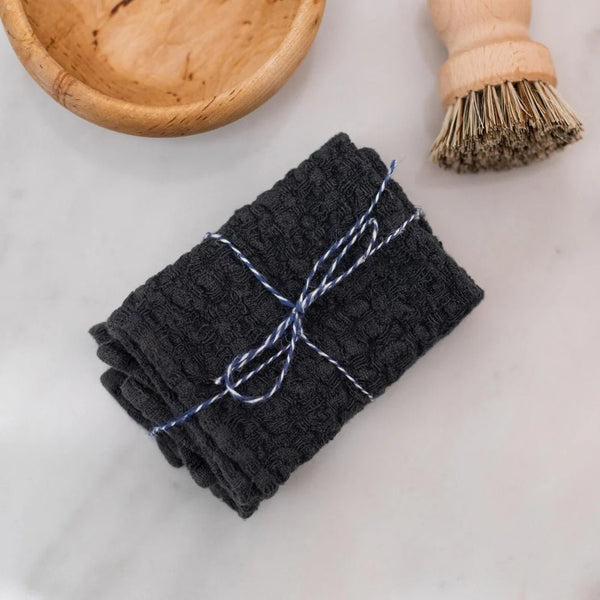 Linen Tales Dark Grey Linen Dishcloth Set Of 2