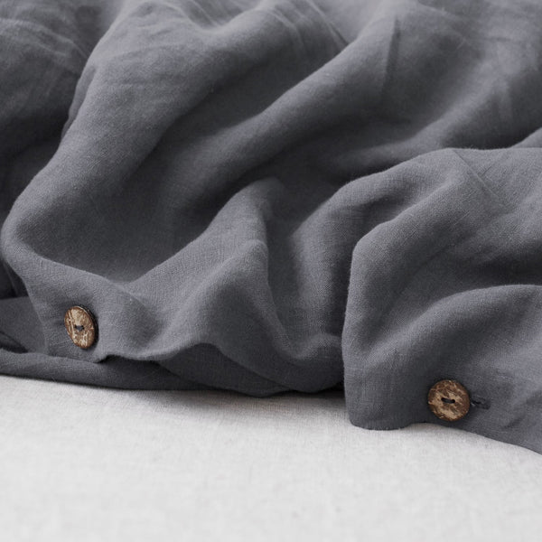 Linen Tales Dark Grey Linen Duvet Cover