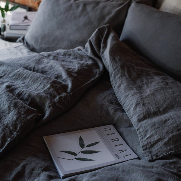 Linen Tales Dark Grey Linen Duvet Cover