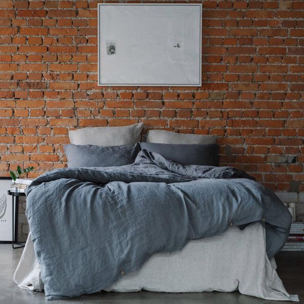 Linen Tales Dark Grey Linen Duvet Cover