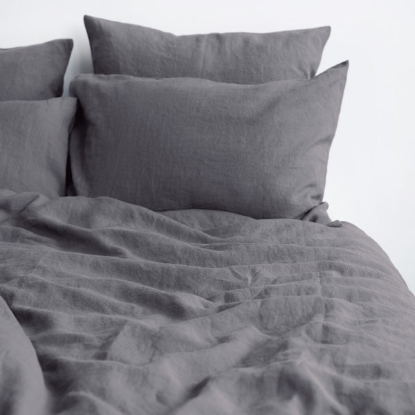 Linen Tales Dark Grey Linen Duvet Cover Set