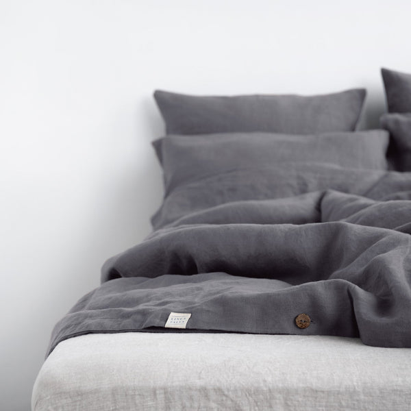 Linen Tales Dark Grey Linen Duvet Cover Set