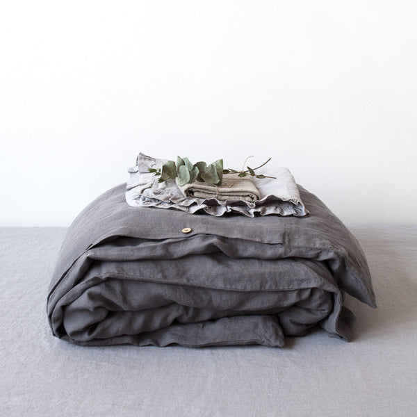 linen tales Dark Grey Linen Duvet Cover