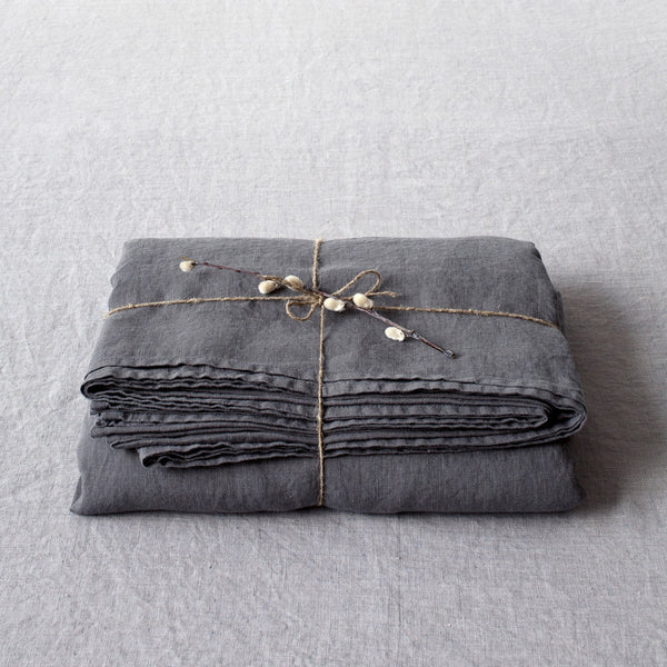 linen tales Dark Grey Linen Flat Sheet