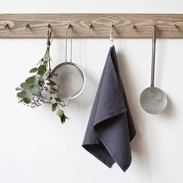 linen tales Dark Grey Linen Kitchen Towel