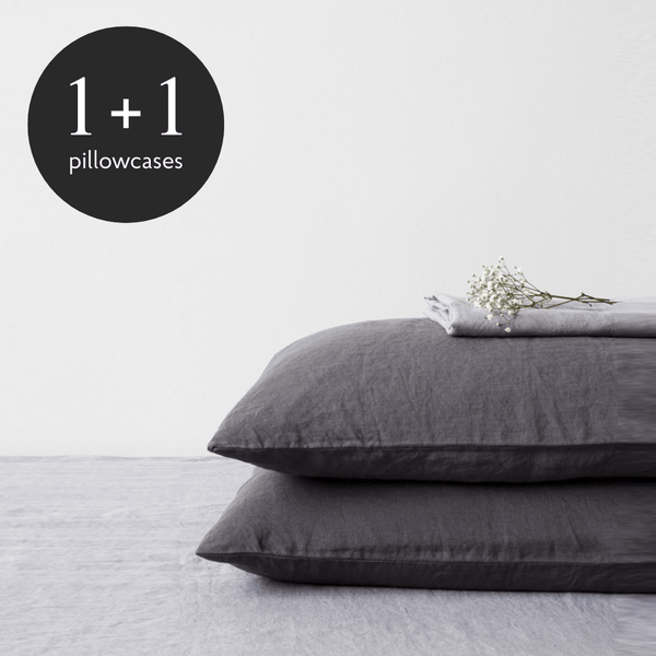 linen tales Dark Grey Linen Pillowcase