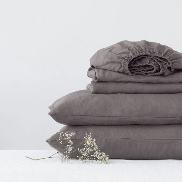 linen tales Dark Grey Linen Sheet Set