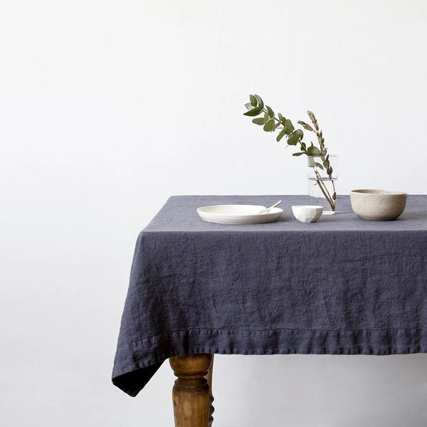 linen tales Dark Grey Linen Tablecloth