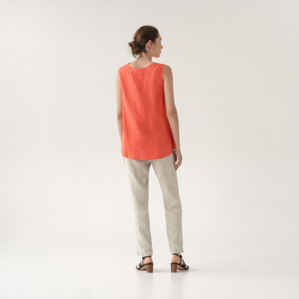 Linen Tales Deep Sea Coral Linen Daffodil Top