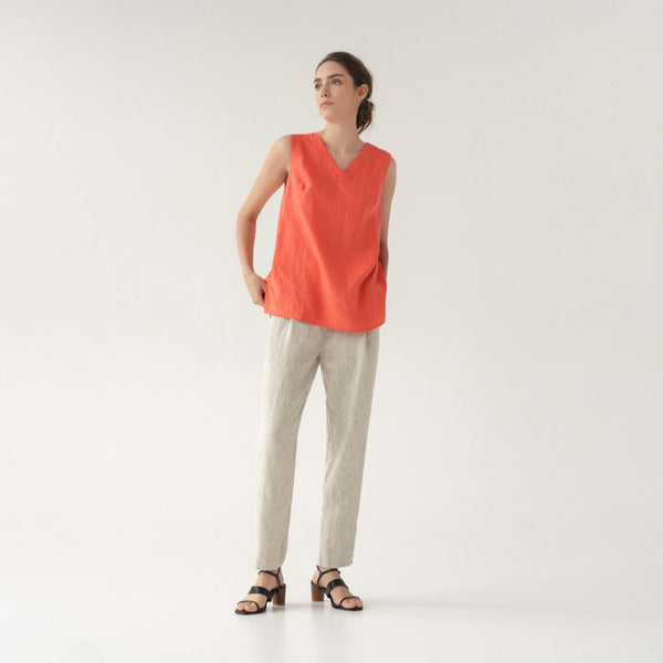 linen tales Deep Sea Coral Linen Daffodil Top