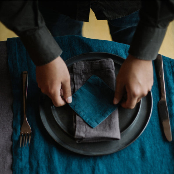 Linen Tales Deep Water Linen Coasters Set Of 4