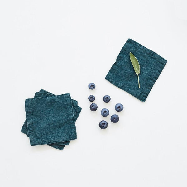 linen tales Deep Water Linen Coasters Set of 4