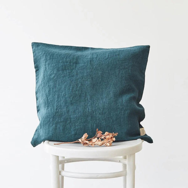 linen tales Deep Water Linen Cushion Cover