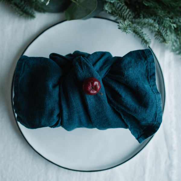 Linen Tales Deep Water Linen Napkins Set Of 2