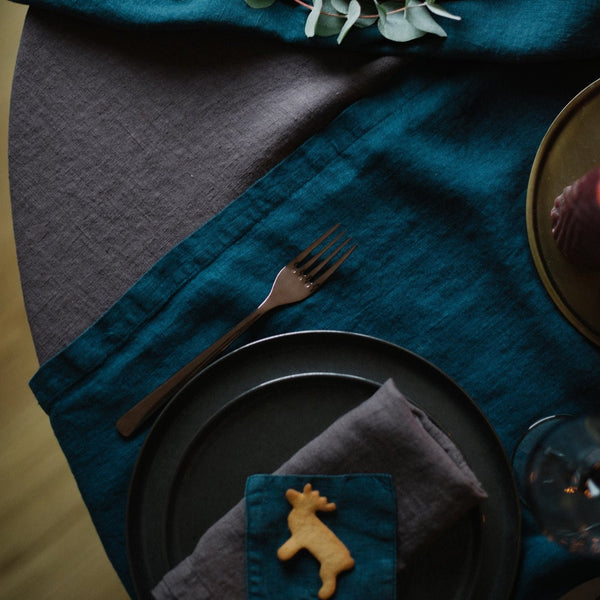 Linen Tales Deep Water Linen Table Runner