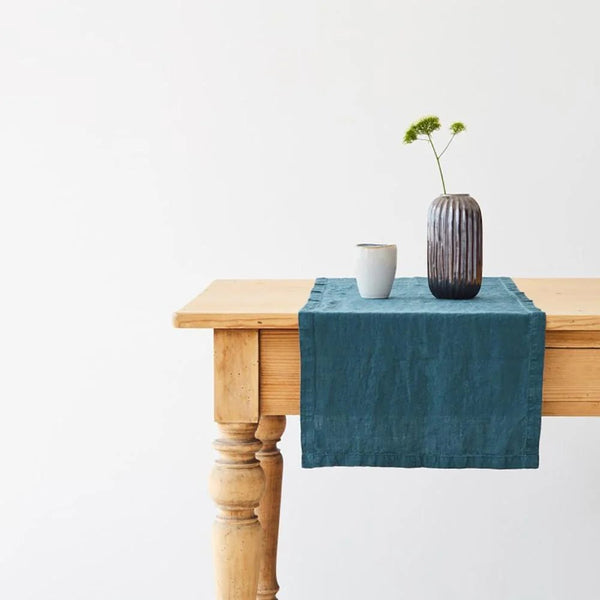 linen tales Deep Water Linen Table Runner