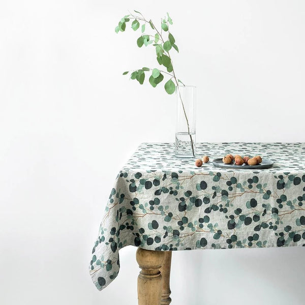 linen tales Eucalyptus on Natural Linen Tablecloth